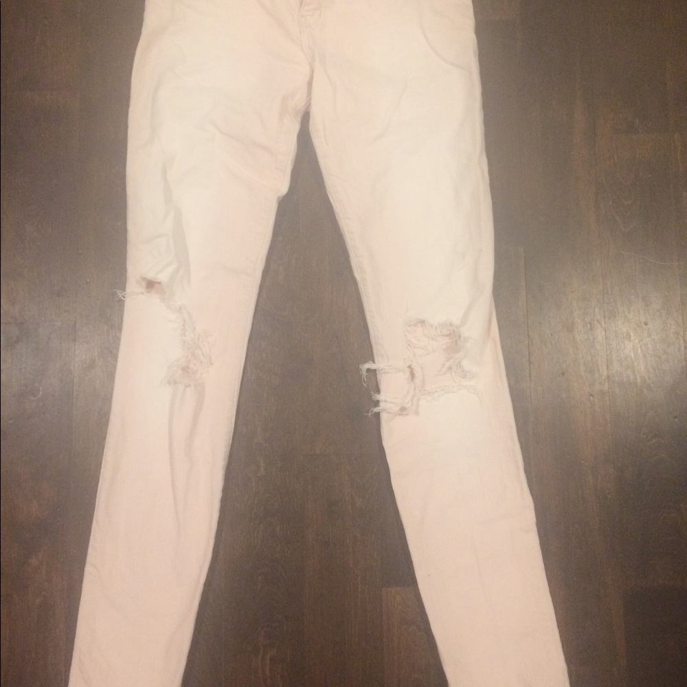 Current Elliott destroyed jeans pink