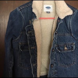 old navy fleece lined denim jacket