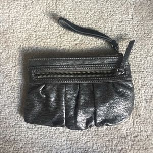 Faux leather wristlet