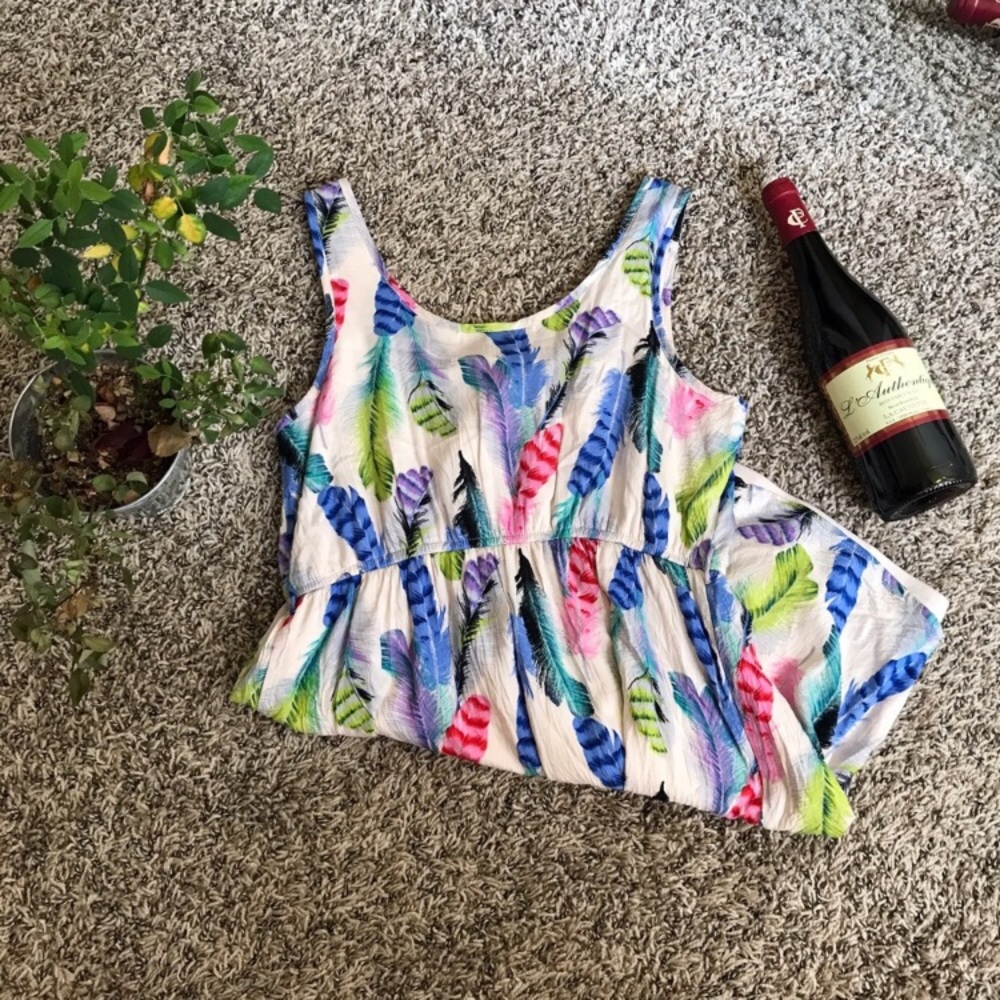 Multi colored feather sleeveless dress
