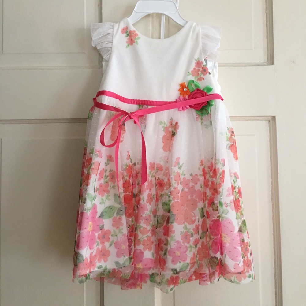 Flower dress and sweater.