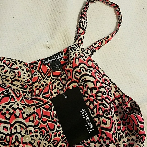 Romper with Coral & White Floral Button-Front - Picture 3 of 3