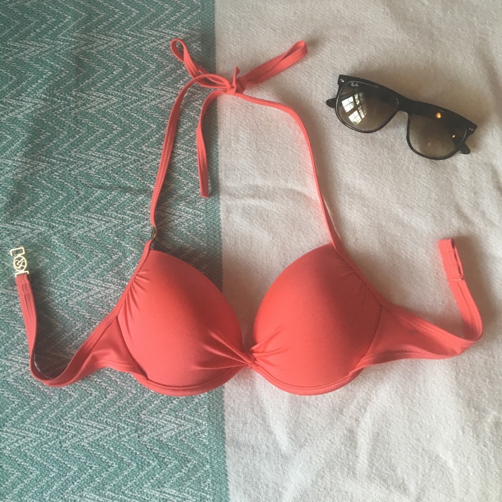 Victoria's Secret Swim bikini top in coral peach