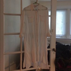 Maxi length white buttondown