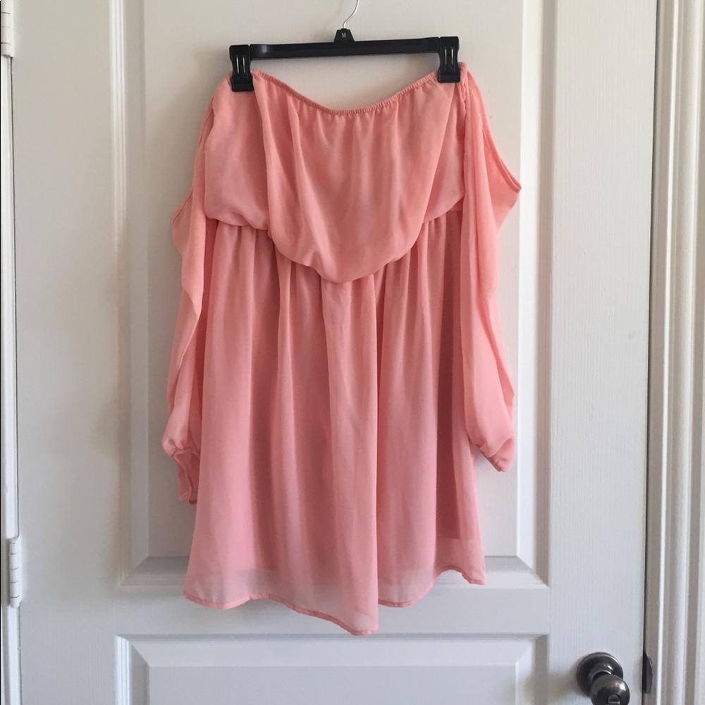 Peach dress.