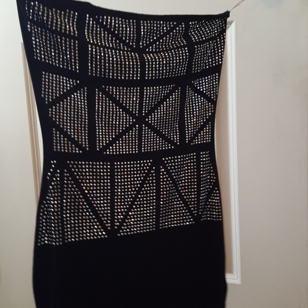 Black & Silver Studded Mini Dress