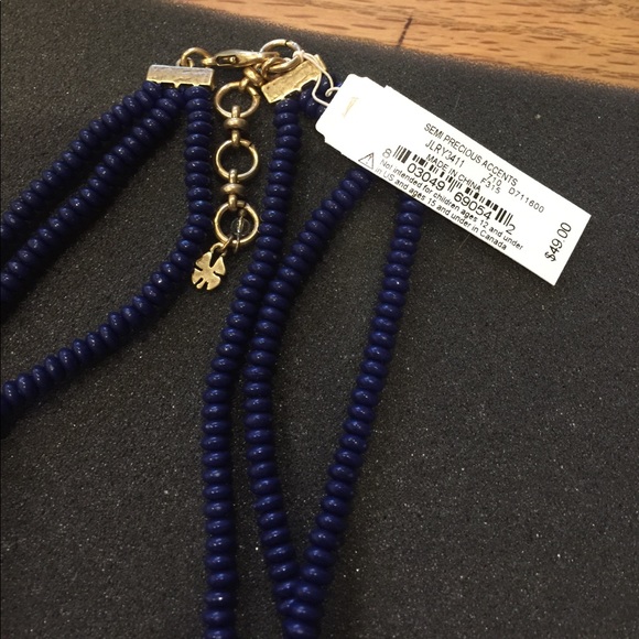NWT Lucky Brand Dark Blue/Gold Beaded Necklace - Picture 3 of 4