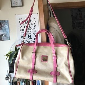 Authentic Dooney and Bourke pink and tan handbag