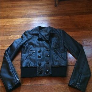 Obey faux leather crop jacket