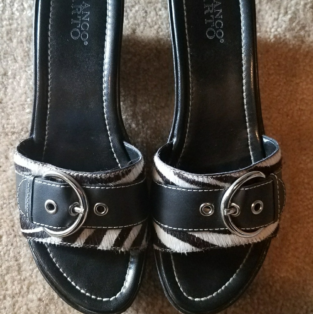 Zebra hair slide sandals