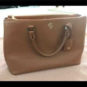 Authentic Tan Tory Burch Double zip Robinson