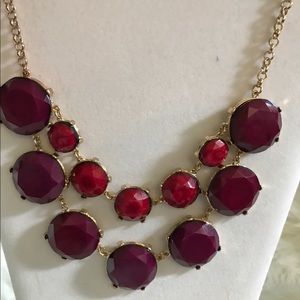 Gorgeous Gold Tone Red Bib Necklace
