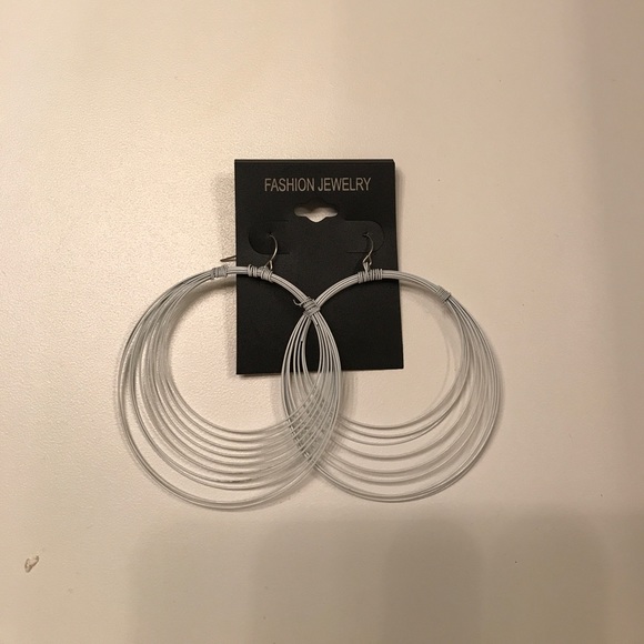 White hoop earrings - Picture 1 of 1