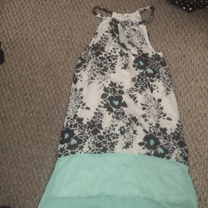 Black and white floral dress with mint bottom