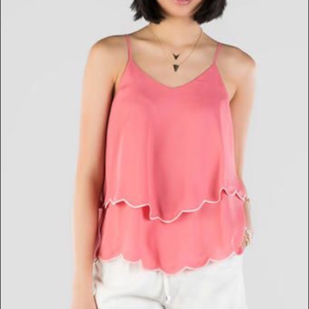 *SALE* Francesca's Scalloped Pink Tank Top