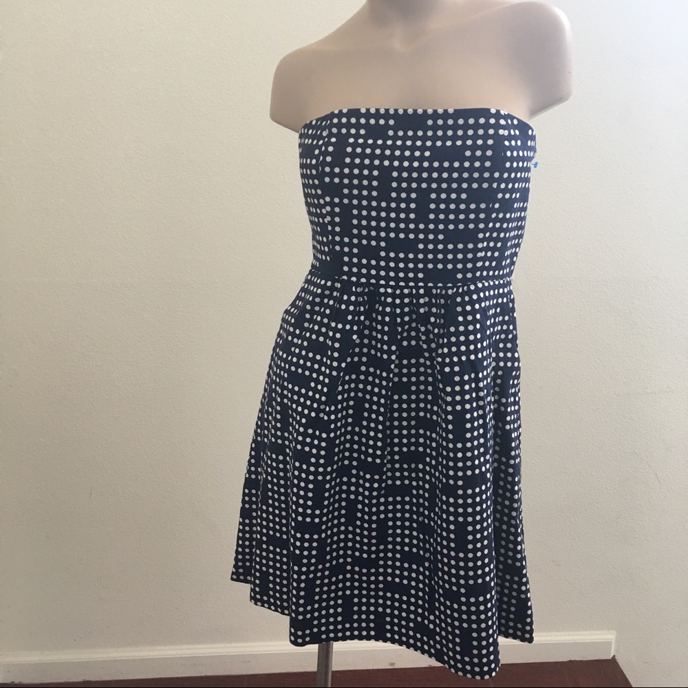 Polka dot strapless halter dress
