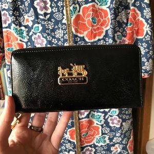 Black faux Coach wallet