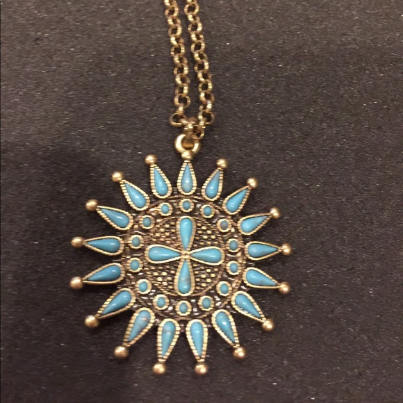 NWT Lucky Brand Turquoise/Gold Pendant Necklace - Picture 2 of 4