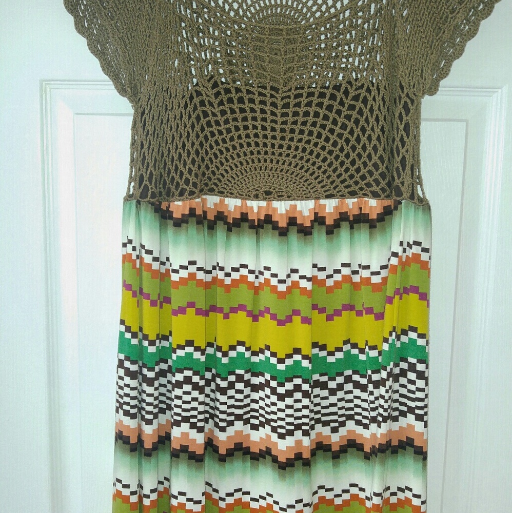 African inspired dress, top open weave. A summer