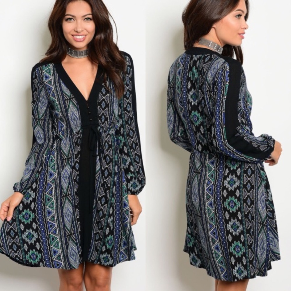 💙 LAST ONE 💙 Black Royal Multi Color Dress