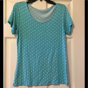 Cute blue and white polka dot top
