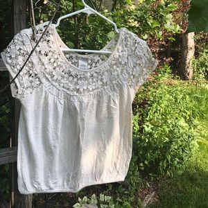 White lacy crop top