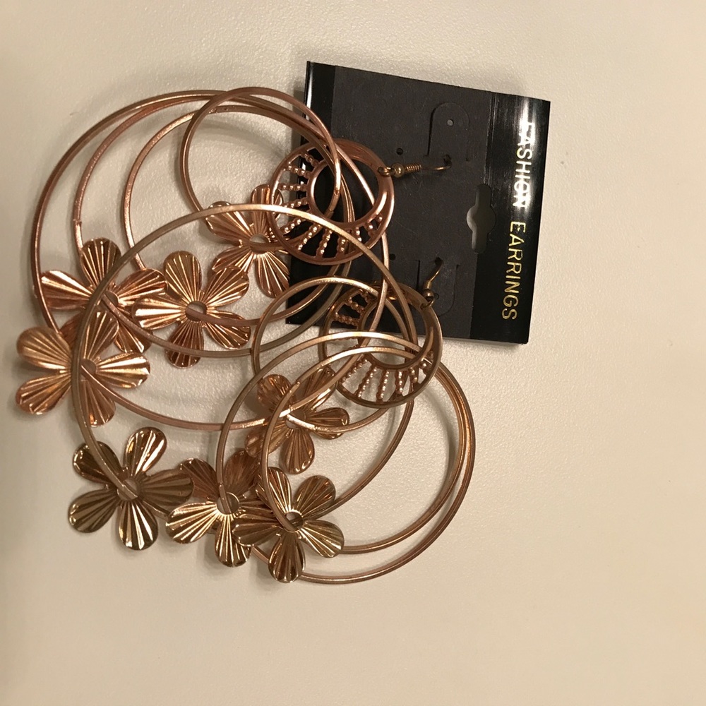 Gold Flower Hoops