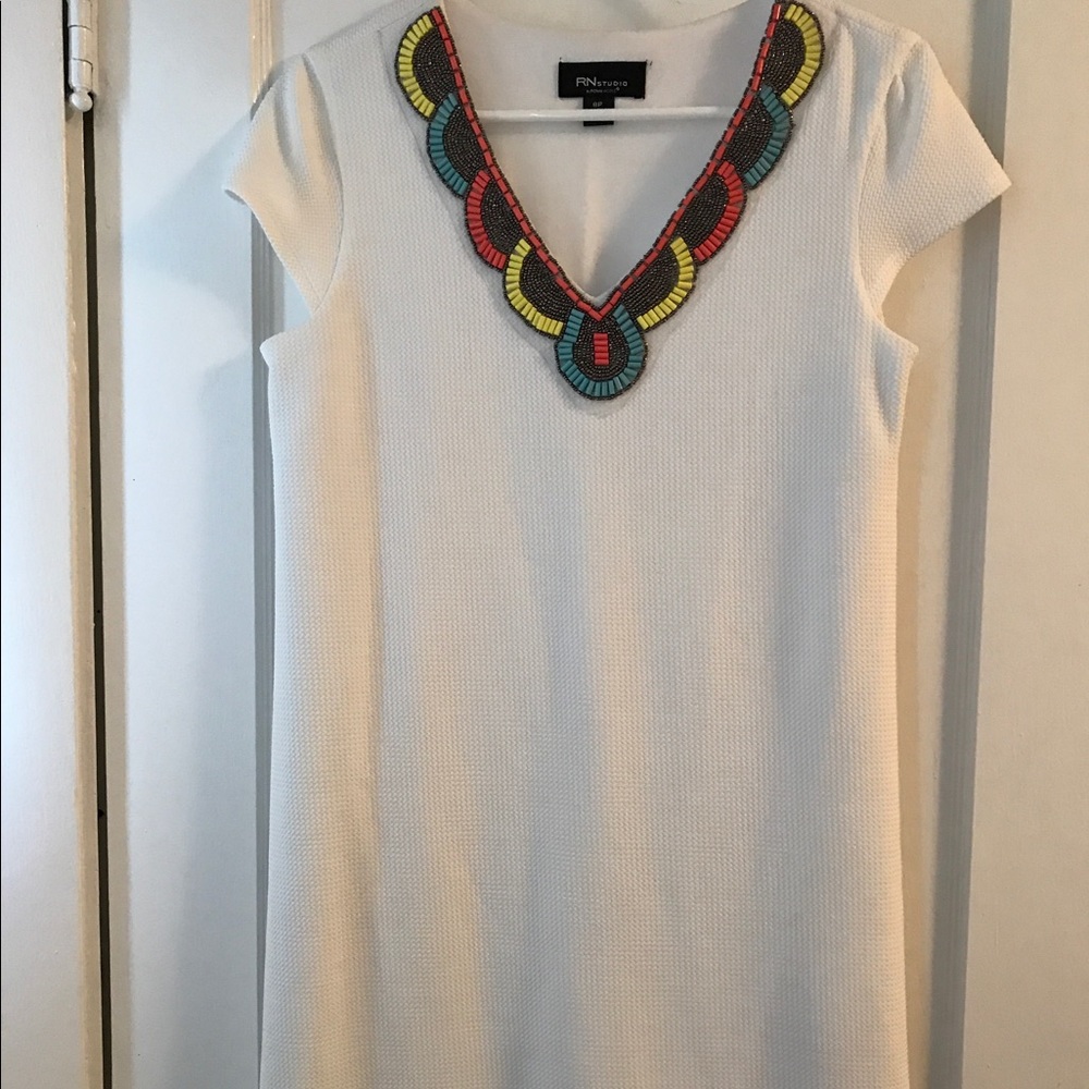 Short White Dress with Beading