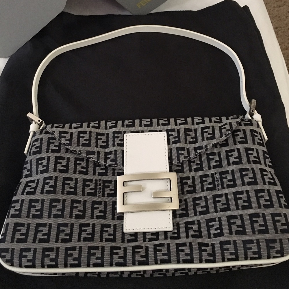 Navy and White Fendi Handbag