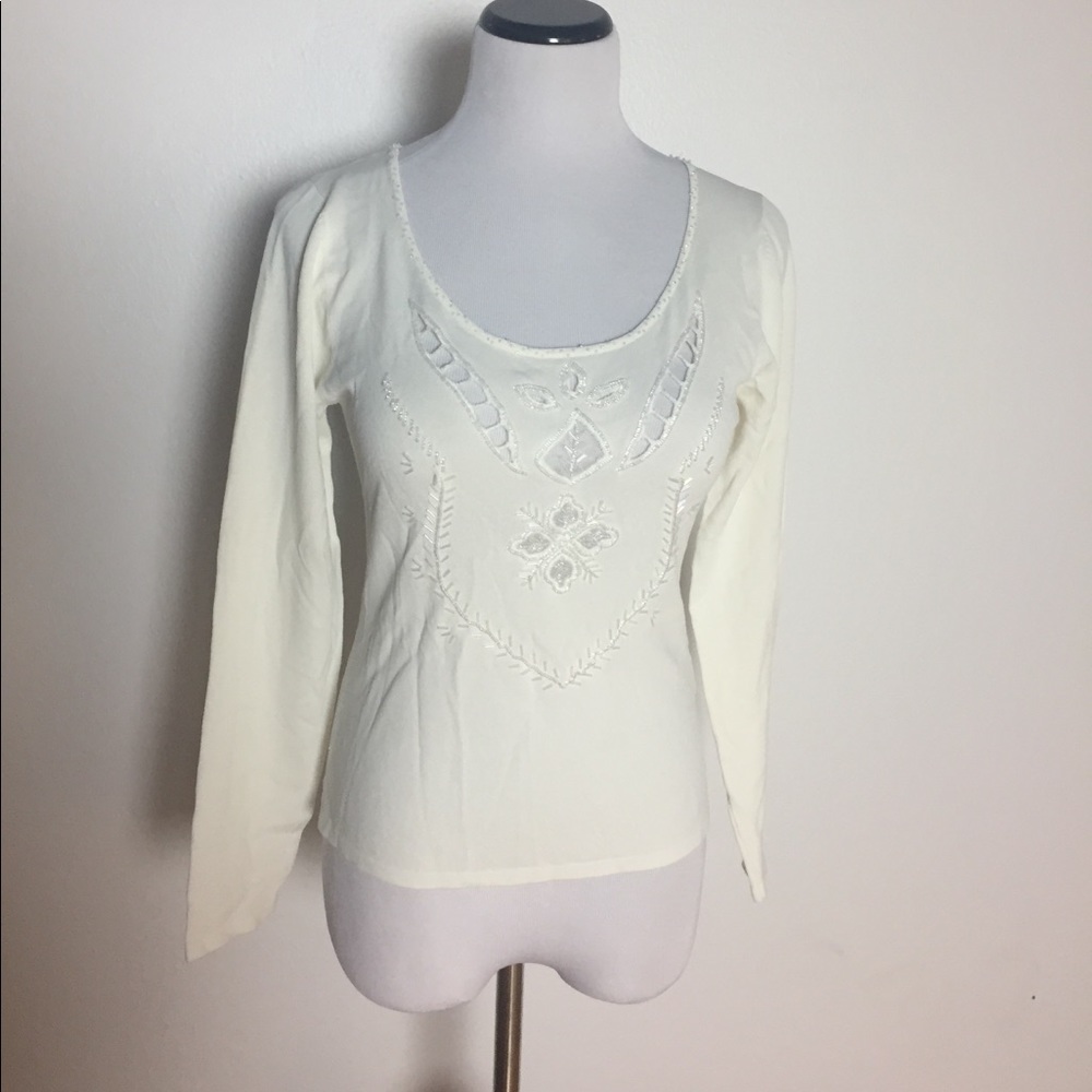 Zara sz medium cream beaded top