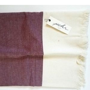 Pehr chambray table runner in wine/cream