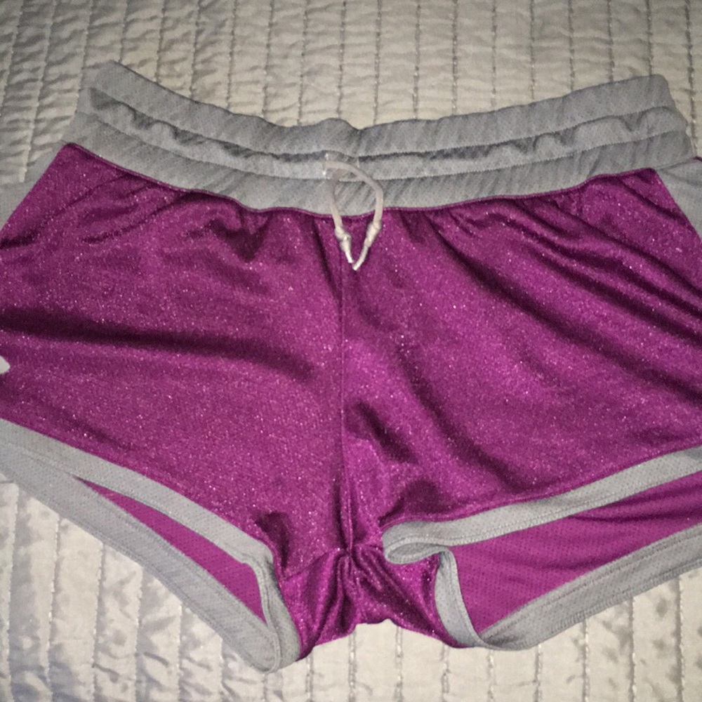 Purple/gray athletic shorts