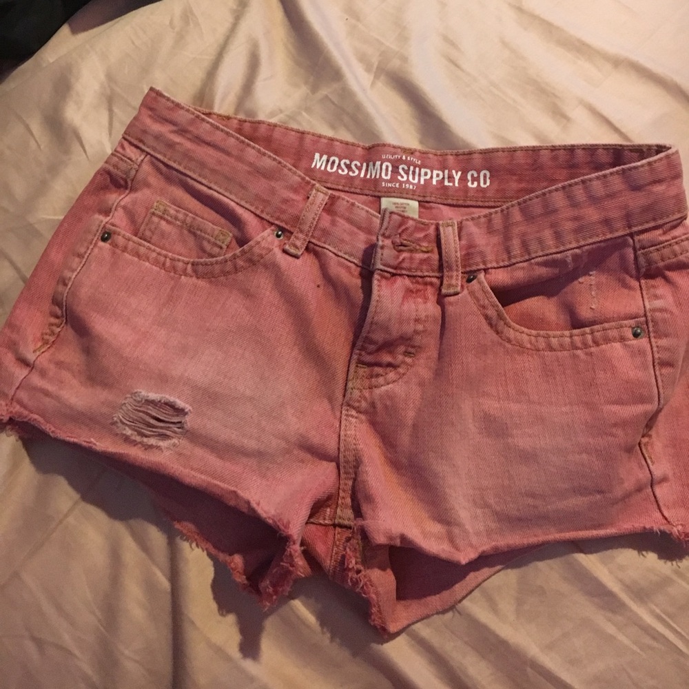 Red jean shorts