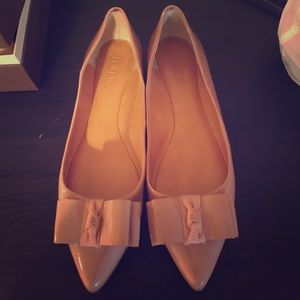 Nude J Crew bow flats