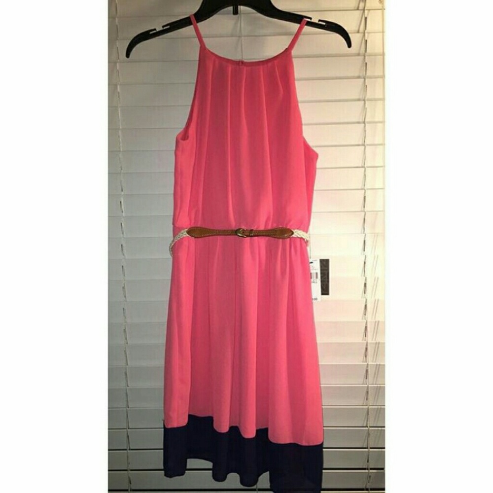 Coral and Navy Dress