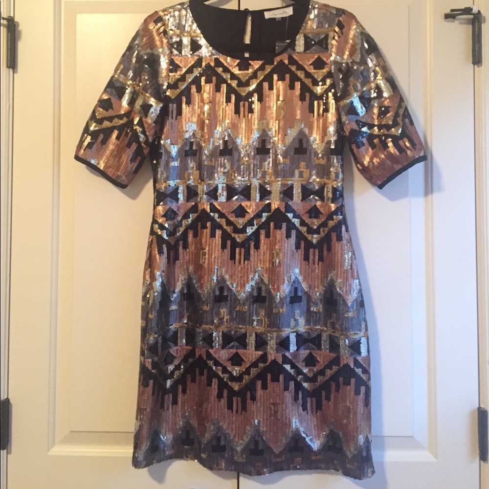 Sequin beaded pattern cocktail dress