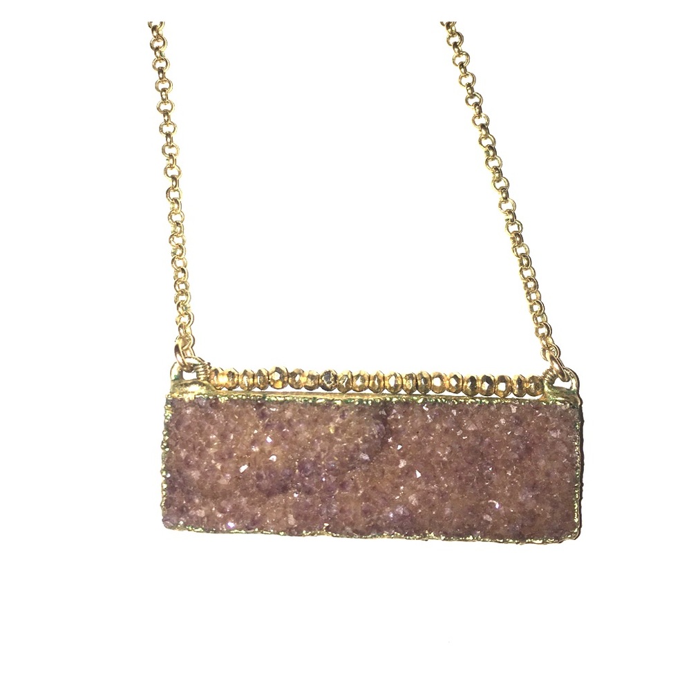 Purple Crystal necklace on gold chain