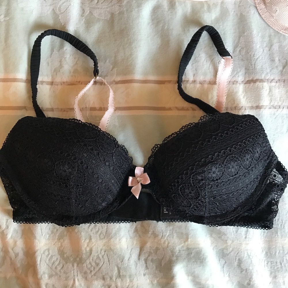 Pout by Victoria Secret black lace and blush bra