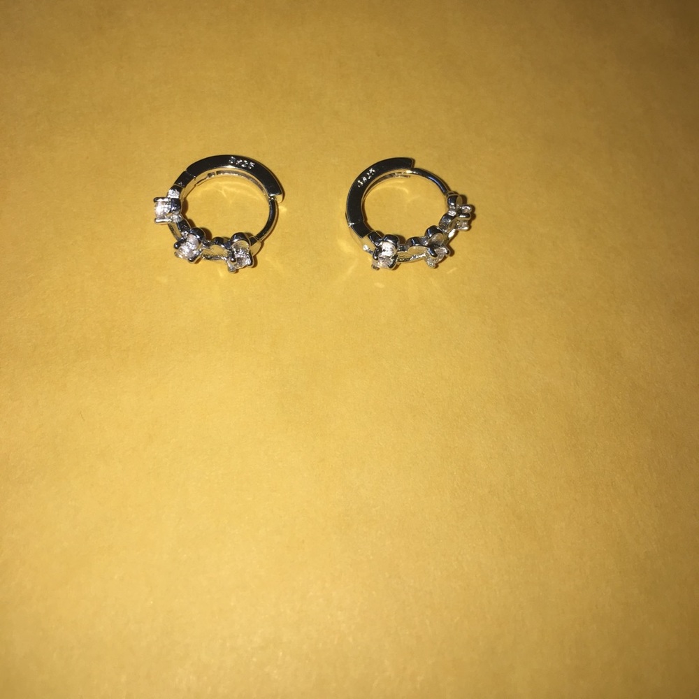 Stamped silver flower earrings
