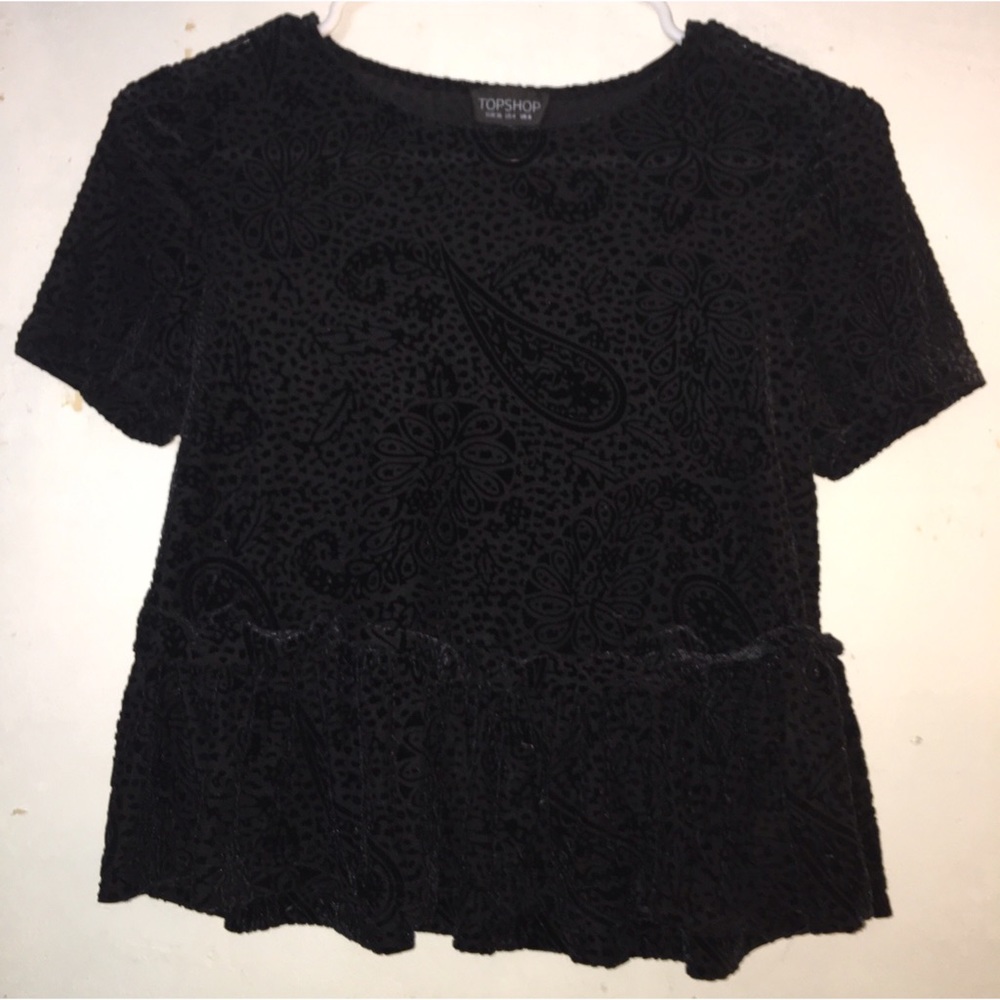 Textured velvet top with paisley pattern