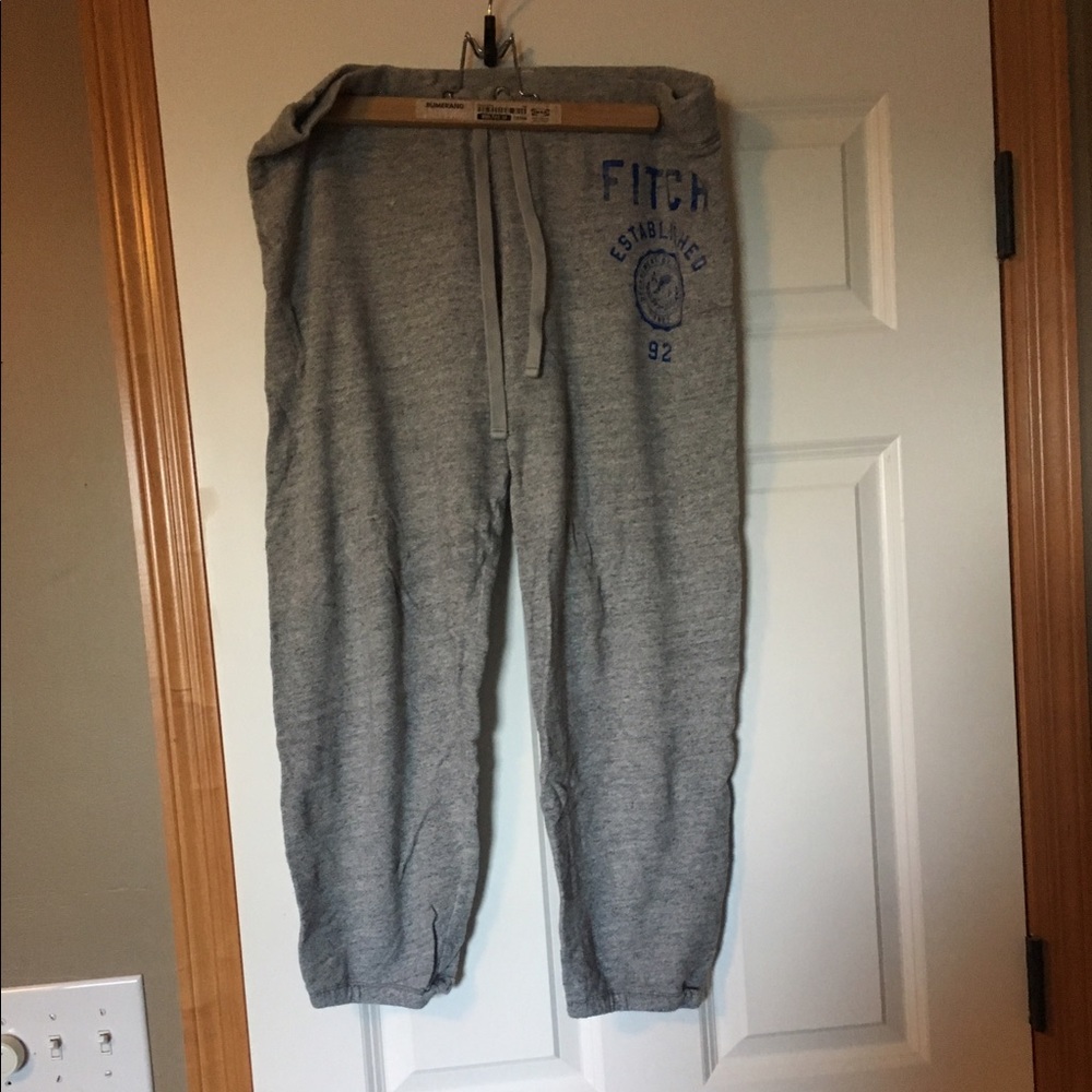 Gray cropped banded sweatpants