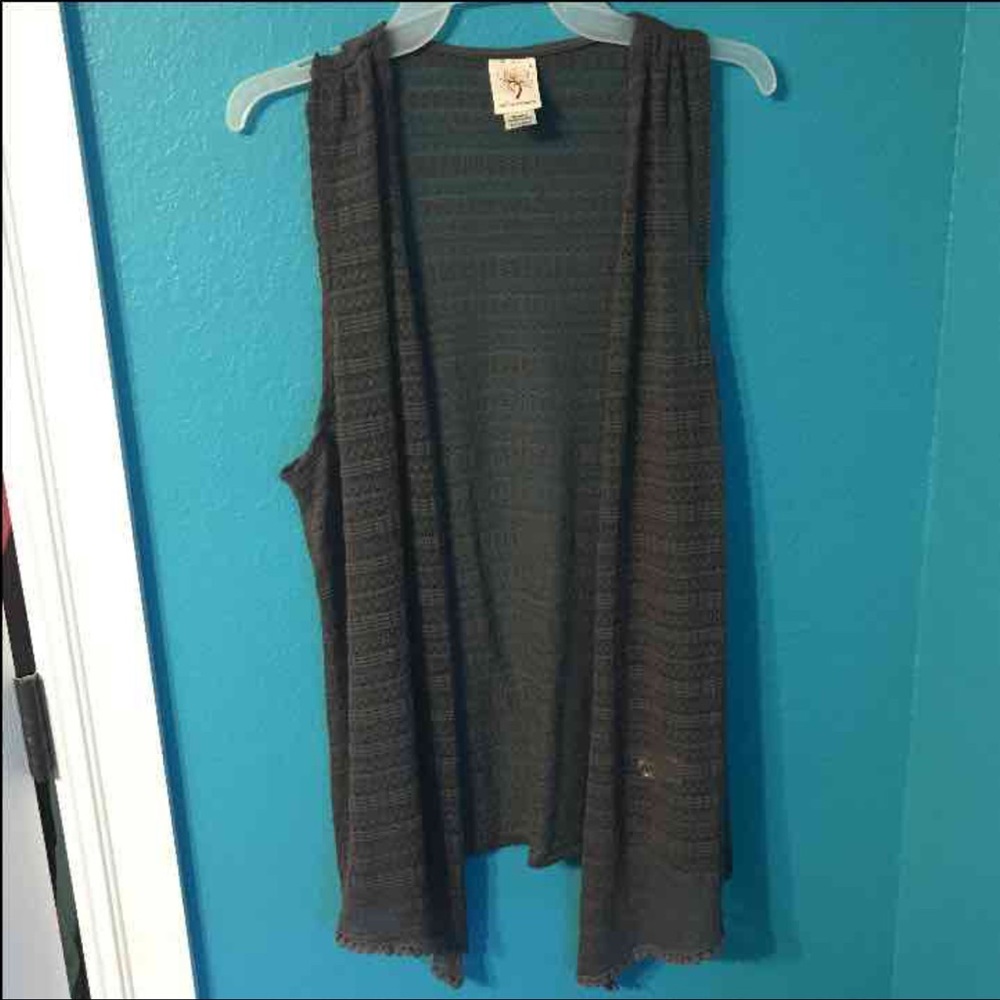 Grey Sleeveless Cardigan