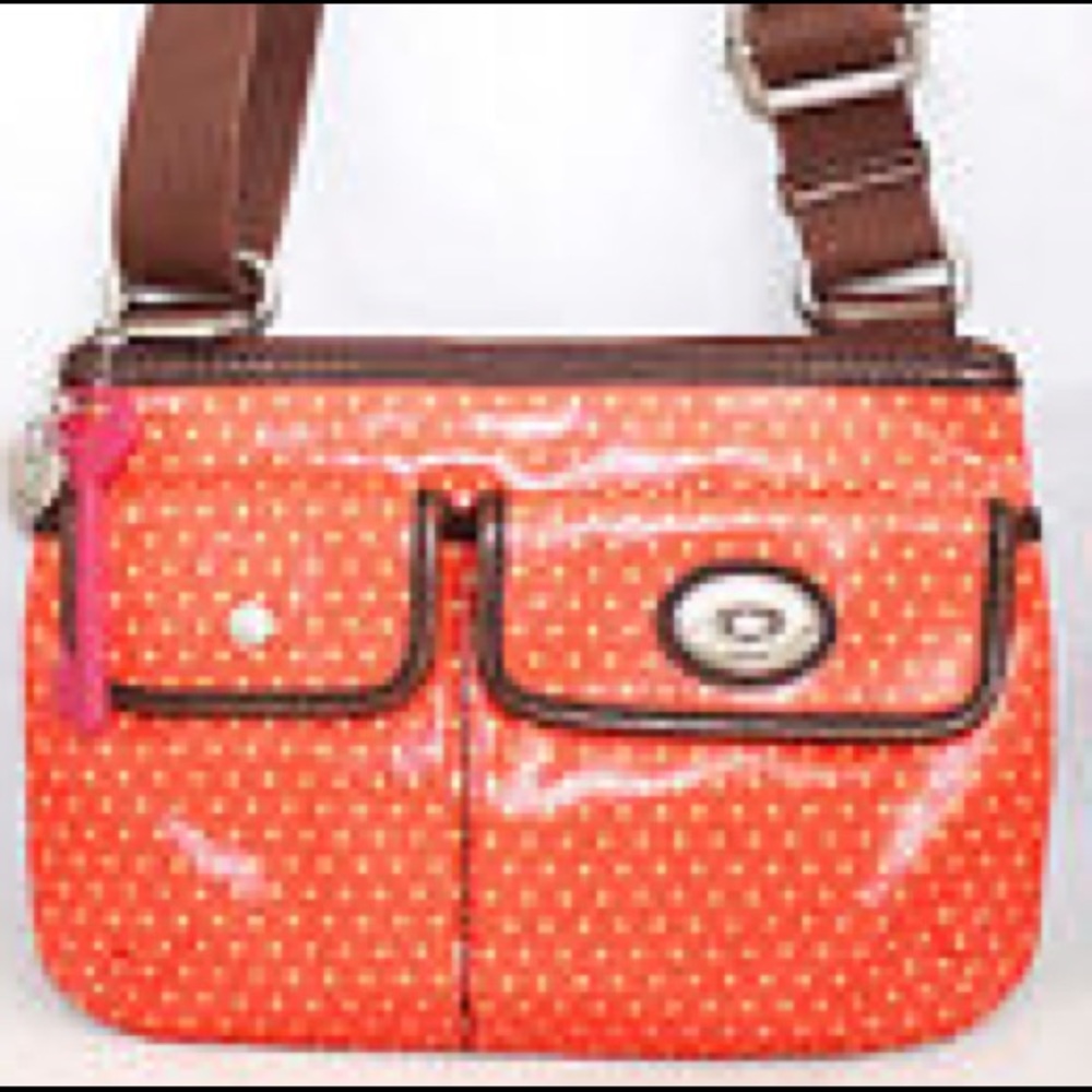 Fossil Key Per Orange Top Zip Crossbody