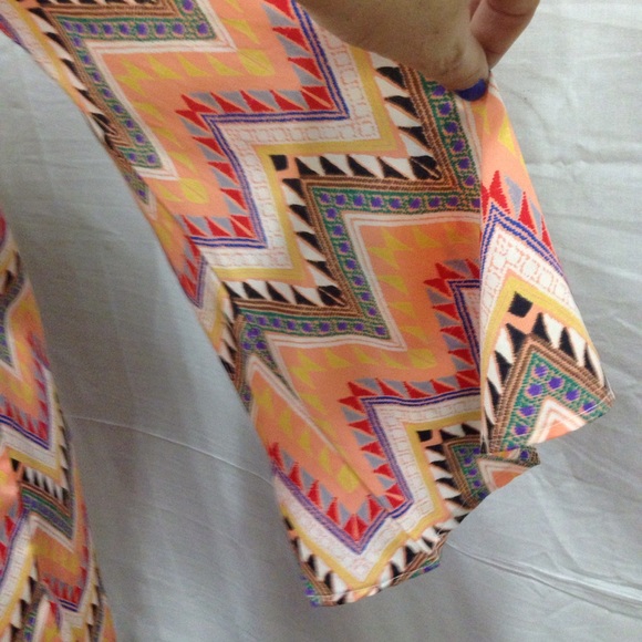 Chevron One Shoulder Bell Sleeve Mini Dress - Picture 2 of 4