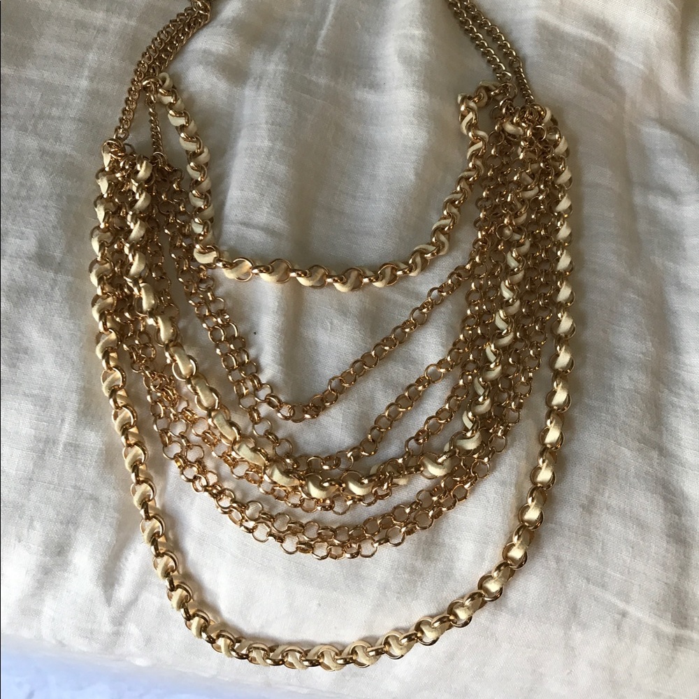 Gold and white necklace