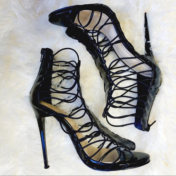 Shoes - Black Strappy High Heels Size 8