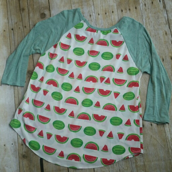 Watermelon Print Baseball Fruit Tee Size Medium - Picture 3 of 6