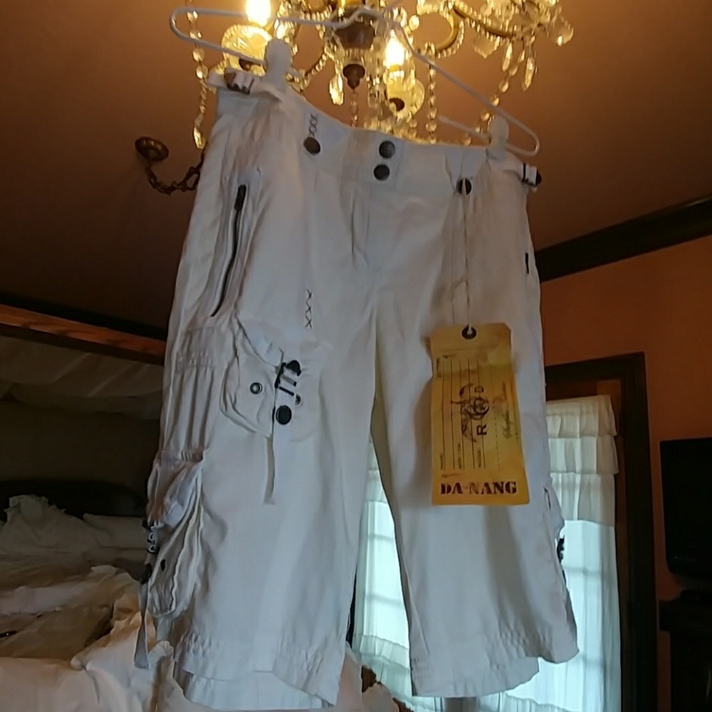 DA-NANG Surplus optic white cargo pure silk pants