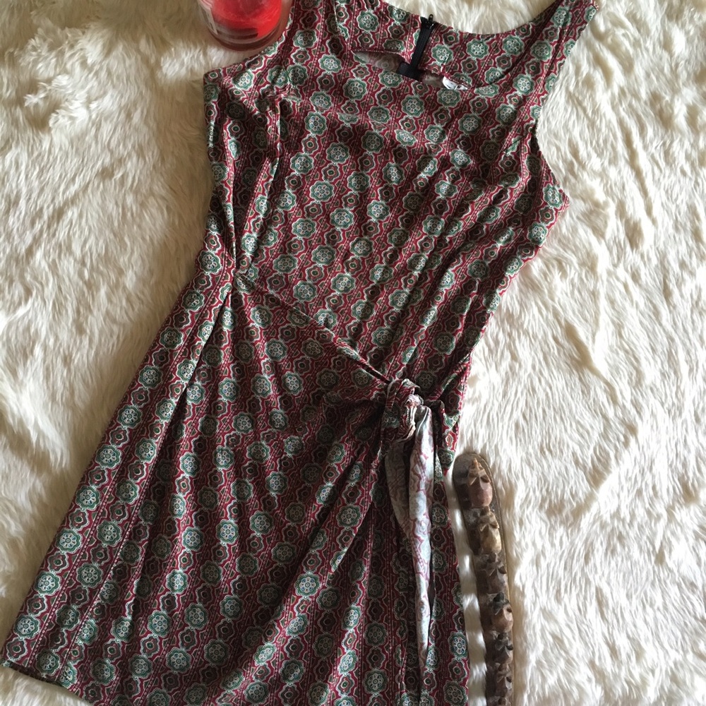 ✌🏼Vintage Boho Pattern 90s Faux Wrap Dress✌🏼