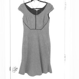 Gray A-line dress, faux leather details REDUCED ✂️